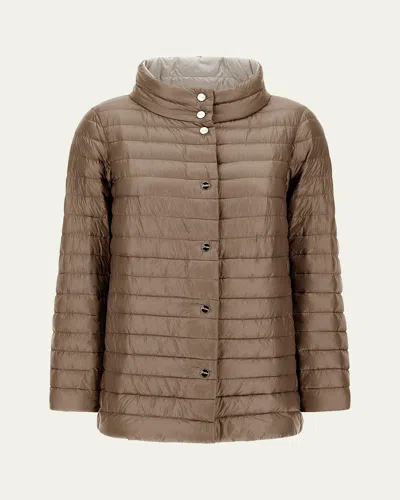 Herno Reversible Ultra-light Nylon A-line Down Jacket In Brown