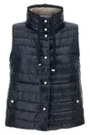 Herno Black Reversible Sleeveless Vest With High Drawstring Neck In Tech Fabric Woman