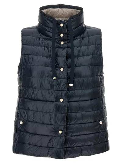 Herno Reversible Vest Gilet Multicolor In Blue