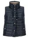Herno Blue Vest With High Neck And Buttons With Logo In Blue