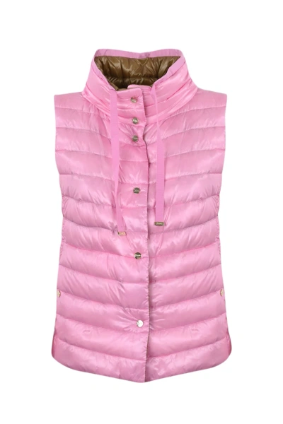 Herno Reversible Vest In Pink/camel Ultralight Nylon In Rosa