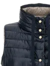 Herno Black Reversible Sleeveless Vest With High Drawstring Neck In Tech Fabric Woman In Multicolor