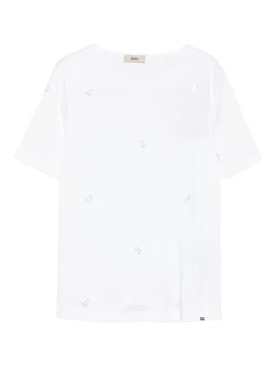Herno Rhinestone-embellished Short-sleeve T-shirt In White