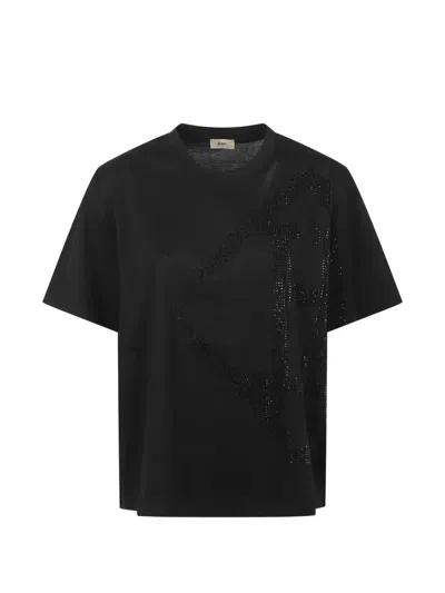 Herno Rhinestone-embellished Logo T-shirt In Black