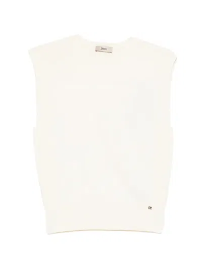 Herno Ribbbed-trim Vest In White
