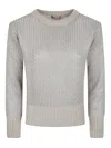 Herno Ribbed Alpaca Knit Sweater With Delicate Sequins In White