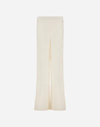 Herno Trousers In Ribbed & Braided Merino Wool In White