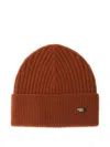 Herno Beanie In Double Rib Wool In Orange