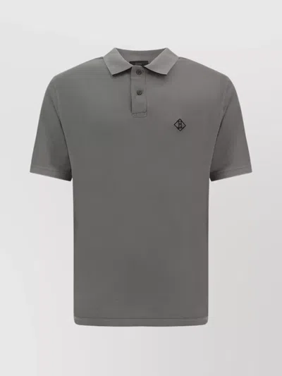 Herno Ribbed Collar Polo Shirt In Gray
