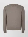 Herno Ribbed Crew Neck Sweater With Soft Texture In Brown