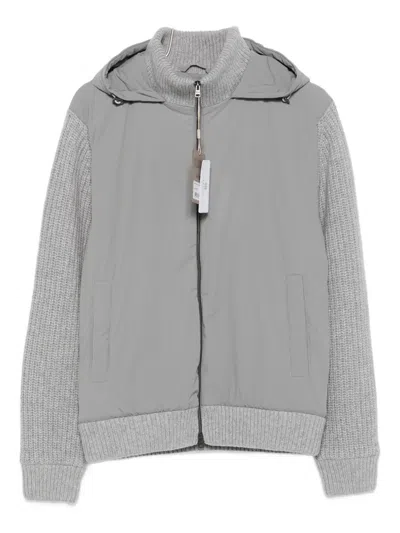 Herno Ribbed-knit Jacket In Gray