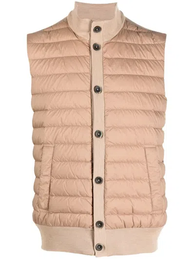 Herno Ribbed Knit Padded Vest In Neutrals
