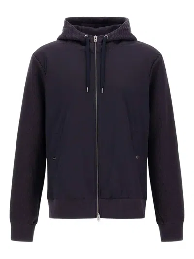 Herno Contrast-panel Piqué Jacket In Black