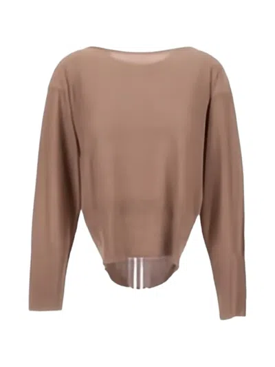 Herno Ribbed Knitted Top In Brown