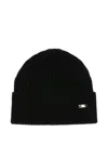Herno Ribbed Logo-plaque Beanie In Black