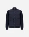 Herno Jacket In Ribbed Merino Wool G.7 And Polished Smooth Wool In Blue