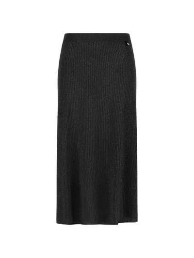 Herno Ribbed Midi Skirt In Black