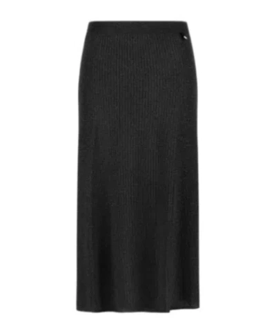 Herno Ribbed Midi Skirt In Black