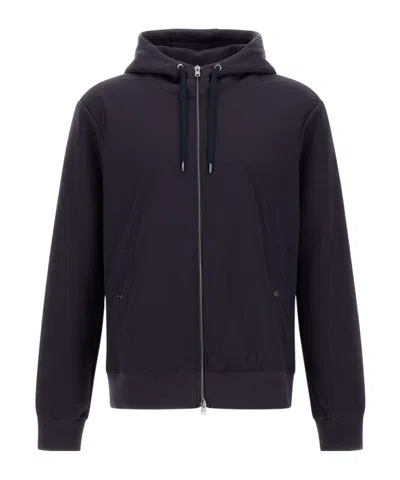 HERNO RIBBED PANELLED ZIP-FRONT HOODIE