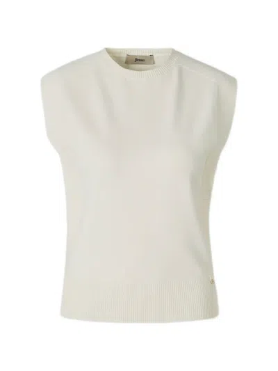 Herno Ribbed Sleeveless Top In White