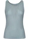 Herno Ribbed Texture Fitted Top In Blue