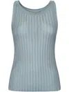 Herno Ribbed Texture Fitted Top In Blue