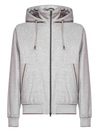 HERNO RIBBED-TRIM HOODED JACKET