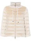 Herno Quilted Jacket In Chantilly Velvet In Beige