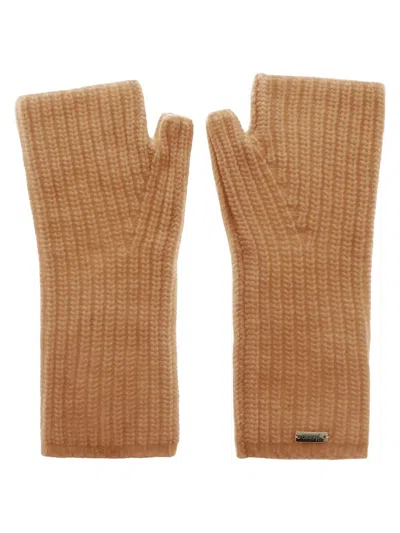 Herno Ribbed Wool Arm Warmers In Nude & Neutrals