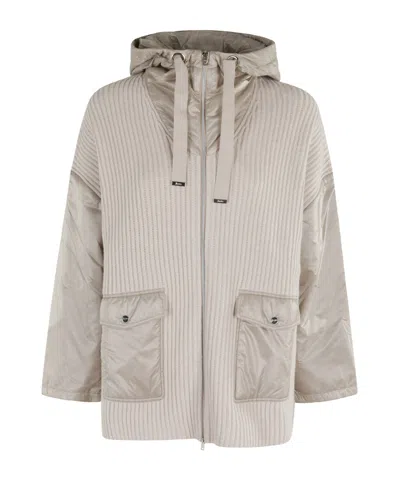 HERNO RIBBED WOOL HOODED JACKET