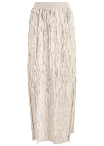 Herno Ribbed Wool Maxi Skirt In Camel