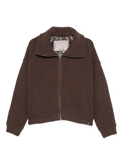 HERNO RIBBED ZIP-UP CARDIGAN