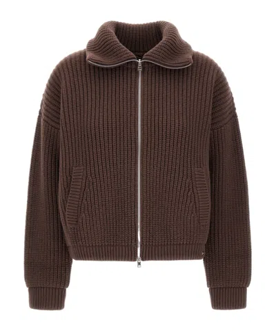 HERNO RIBBED ZIP-UP CARDIGAN