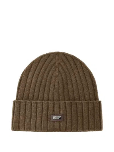 Herno Ribbed-knit Beanie Hat In Green