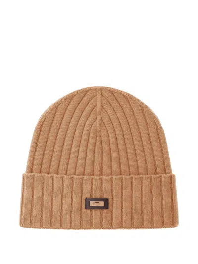 Herno Ribbed-knit Cashmere Beanie Hat In Neutrals