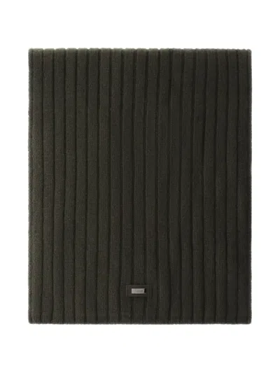 Herno Ribbed-knit Cashmere Scarf In Green