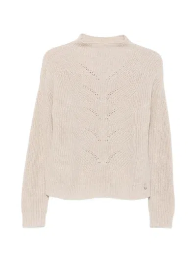 Herno Ribbed-knit High-neck Sweater In Neutral