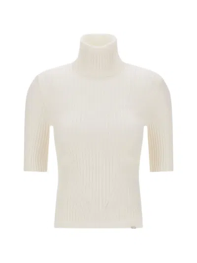 Herno Ribbed-knit Short-sleeve Sweater In White
