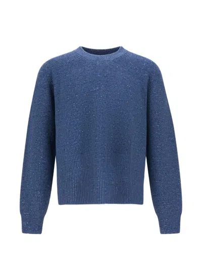 Herno Ribbed-knit Sweater In Blue