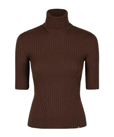 Herno Ribbed-knit Turtleneck Sweater In Red