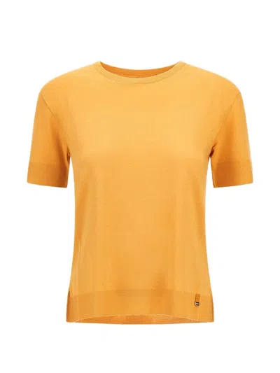 Herno Ribbed-trim T-shirt In Yellow
