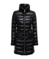 Herno Womans Maria Black Quilted Nylon Long Down Jacket In Black