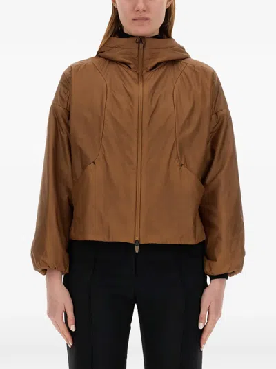 Herno Ripstop Hooded Jacket In Brown