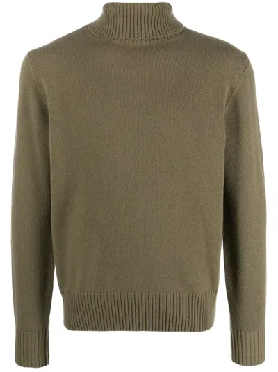Herno Roll-neck Wool Knit Jumper In Verde