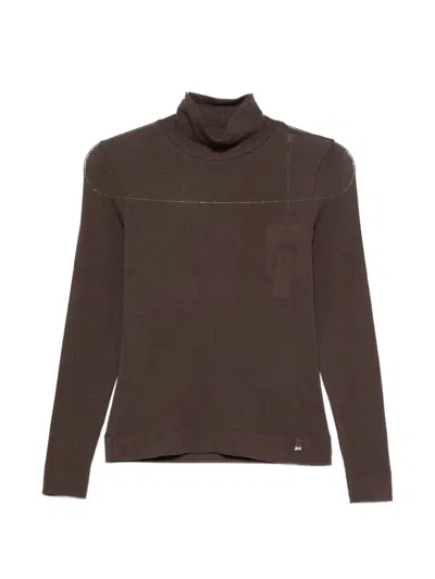 Herno Roll-neck Long-sleeve Sweater In Brown