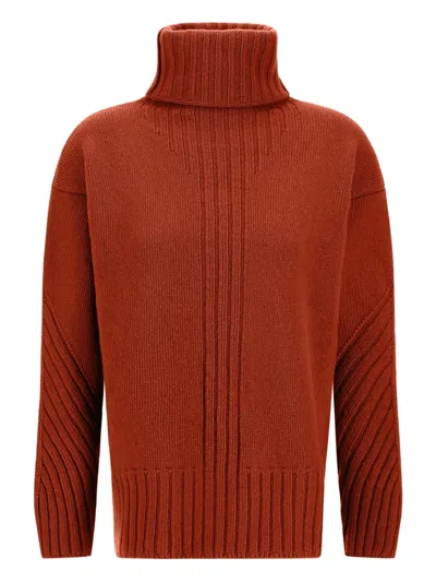 Herno Roll-neck Wool Sweater In Orange