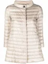 Herno Nylon Midi Down Jacket In Beige