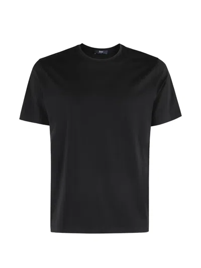 Herno Round-neck Basic T-shirt In Black