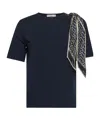 Herno Women Blue Jersey T-shirt With Scarf In Blue