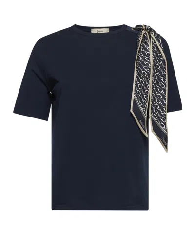 Herno Round Neck Short Sleeve T-shirt In Blue